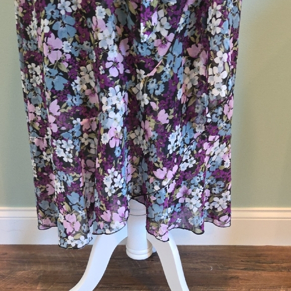 Prettygarden Purple Floral V-Neck Flutter Sleeve Wrap Dress Women's XXL (20-22) - Picture 9 of 10